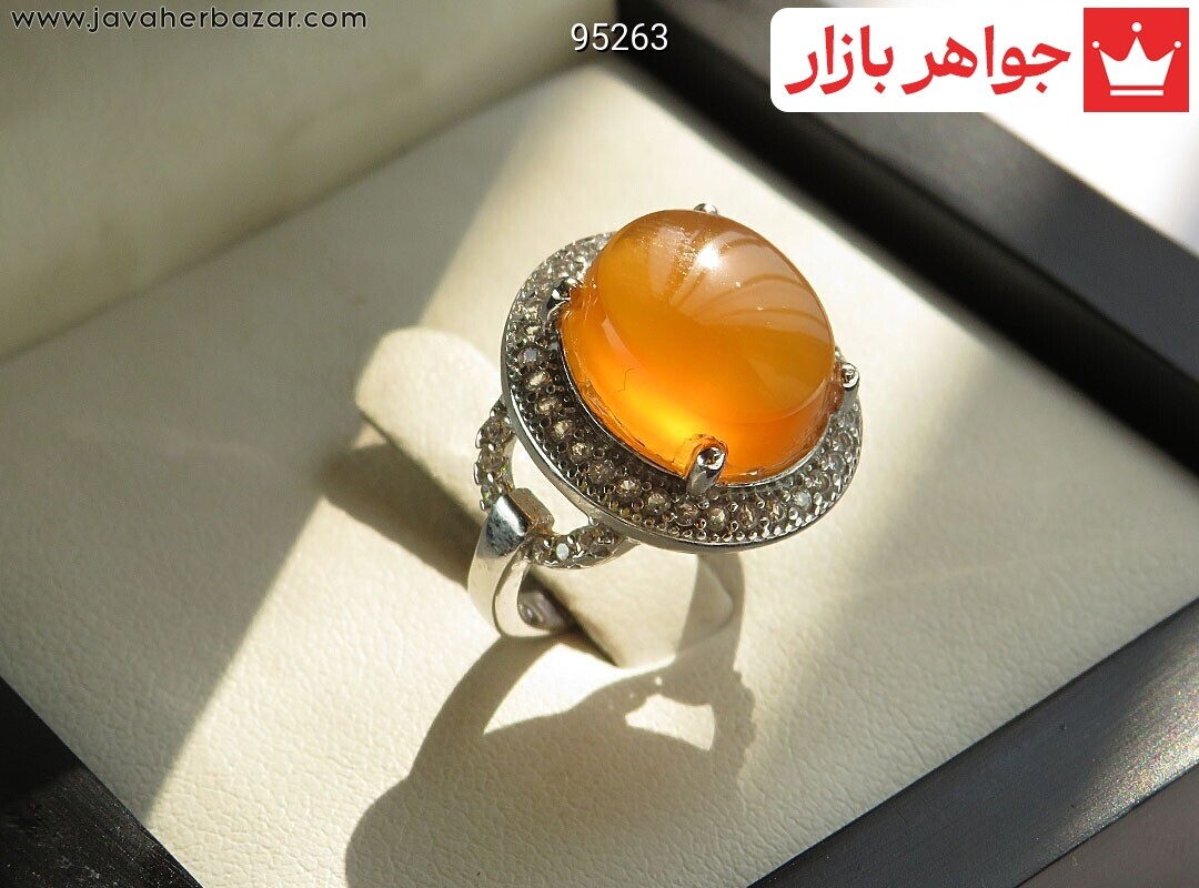 انگشتر عقیق یمنی نارنجی زنانه